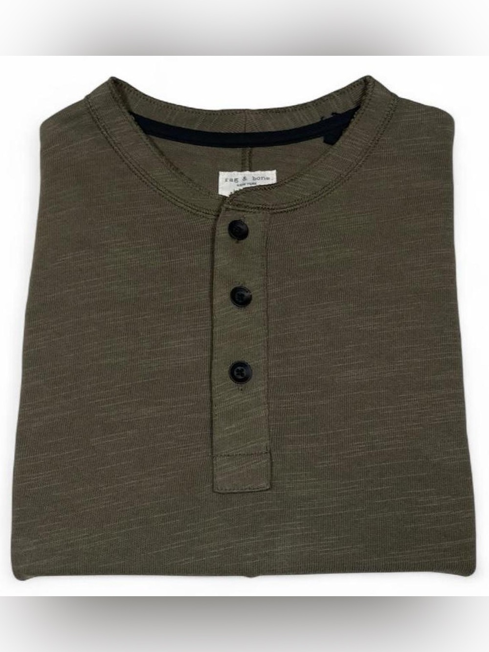 Rag & Bone NWOT Olive Green Henley T-Shirt Men’s Size Medium Tee ‘rb’ Tail Logo